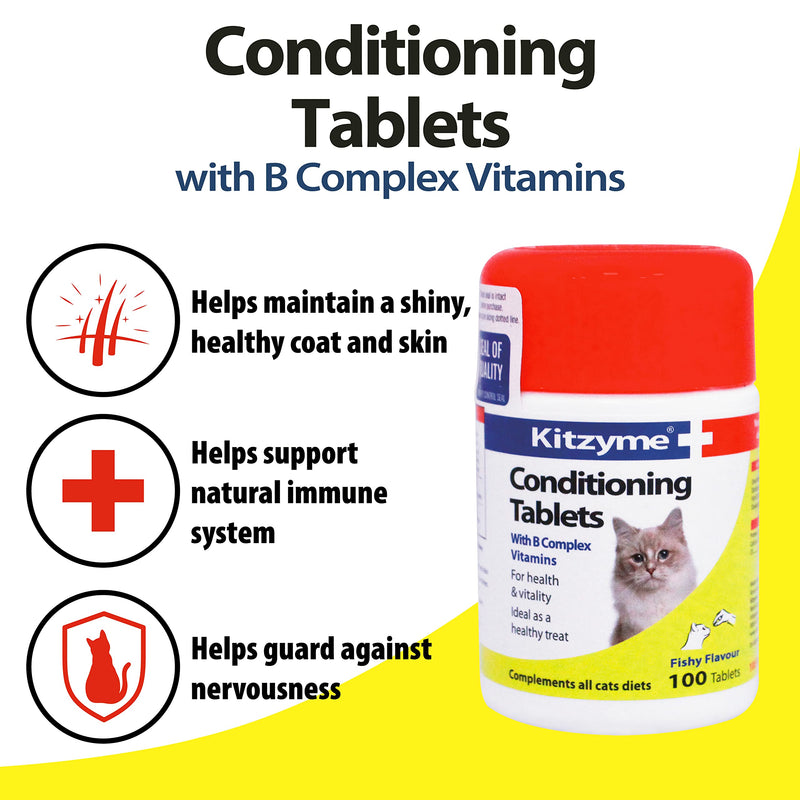 Kitzyme | Conditioning Tablets for Cats & Kittens | Promotes Health & Vitality, Supports Immune System (100 Tablets) 100 Tablets - PawsPlanet Australia