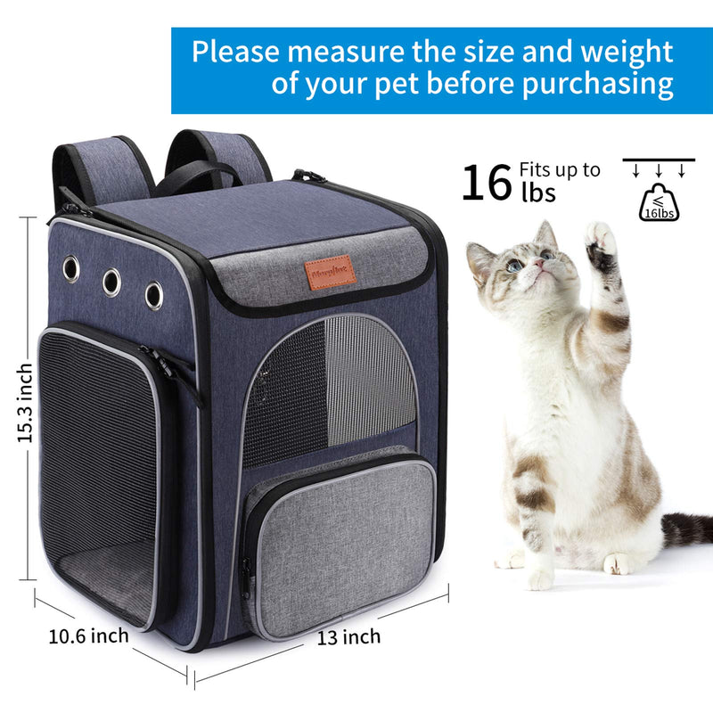 morpilot Cat Carrier Backpack, Foldable Pet Backpack Carrier for Cats and Small Dogs, Breathable Dog Carrier Backpack with Inner Safety Leash + Folding Dog Bowl, Ideal for Hiking Traveling Outdoor Use - PawsPlanet Australia