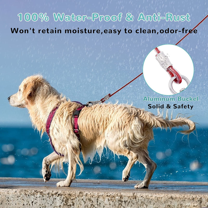 NOTOYAYA Chew Proof Dog Leash No-Tangle Steel Cable Dog Leash with Comfy Foam Handle Waterproof & Easy to Clean Dog Training Leash Super Strong and Durable Dog Leash for Chewers or Teething Puppy 3ft Red - PawsPlanet Australia