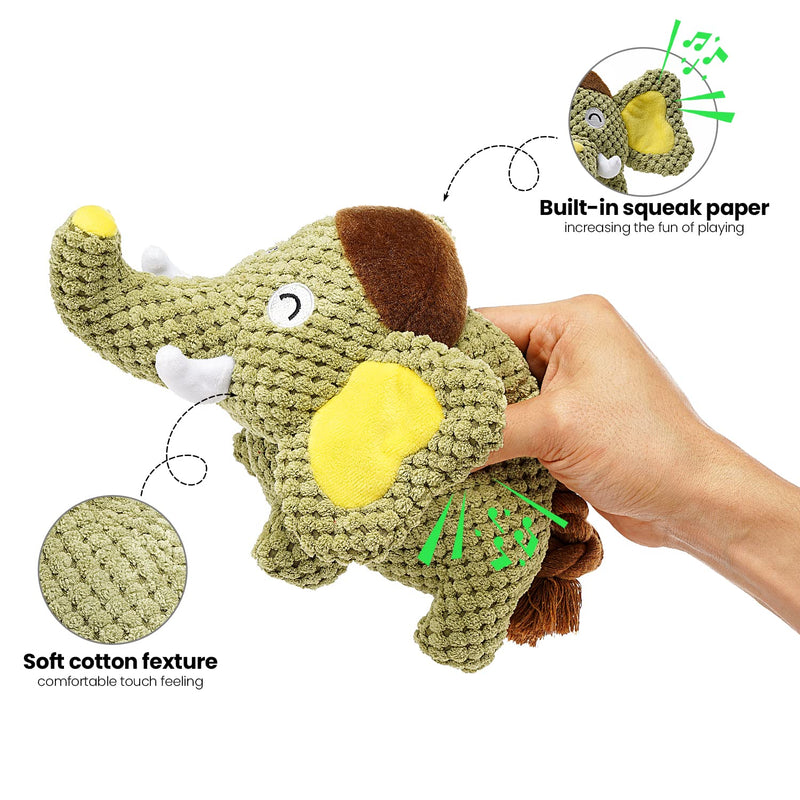 Squeaky Plush Dog Toys for Puppy, SUNGUY Animal Plush Chew Toys with Squeaker, Durable Stuffed Cute Soft Dog Toys for Teeth Cleaning, for Small Medium Dogs (Cute Elephant Model) - PawsPlanet Australia