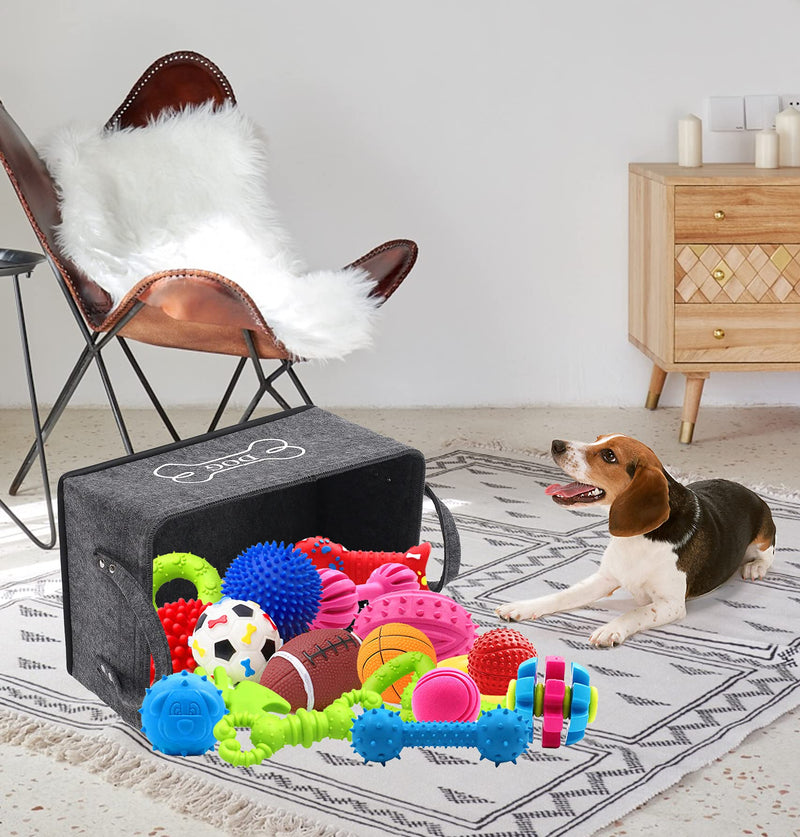 Morezi Felt dog toy basket storage and dog toy storage, pet toy boxes organizer - Perfect for organizing pet toys, blankets, leashes, dry food and bone - Gray - PawsPlanet Australia