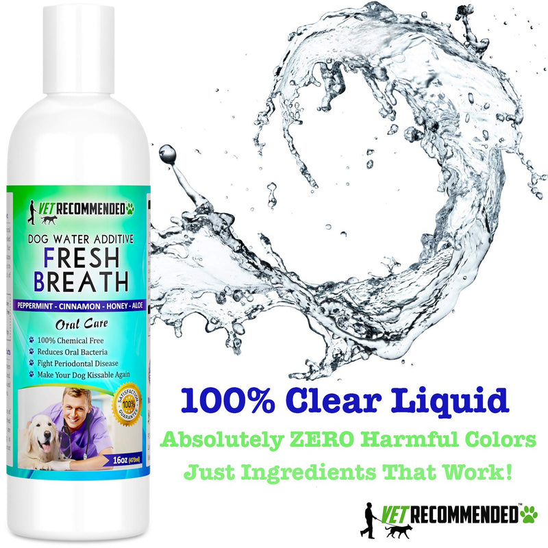 Vet Recommended Dog Breath Freshener Water Additive for Pet Dental Care - All Natural - Works to Solve The Cause of Bad Dog Breath. Add to Pet's Drinking Water - Made in USA (16oz/473ml) - PawsPlanet Australia
