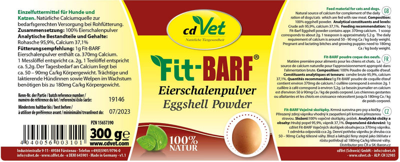 Fit-Barf eggshell powder 300g for dogs & cats 300 g - PawsPlanet Australia