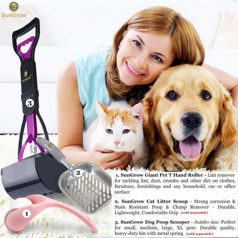 [Australia] - SunGrow Giant Pet Roller for Pet Hair, 8-inches Tall 6-inches Wide, with 60 Super Adhesive Sheets to Lift Fur and Lint, Multi-Usage, Durable, Vertical Push Handle 