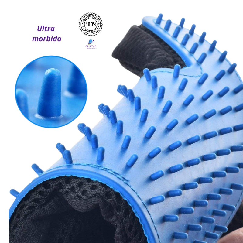 GT_STORE | Cat Glove, Dog Glove, Pet Hair Removal Brush, Pet Hair Removal Glove, Very Soft Massage with Free E-Book - (Blue Left) Blue Left - PawsPlanet Australia