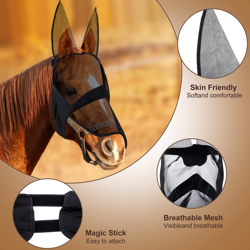 Geyoga Horse Fly Face Cover with Ears and Nose, Eye Protection Cover for Horse, Around Stable, Barn, Pasture and Trail Riding for Protecting Horse from Being Bitten and Sun - PawsPlanet Australia