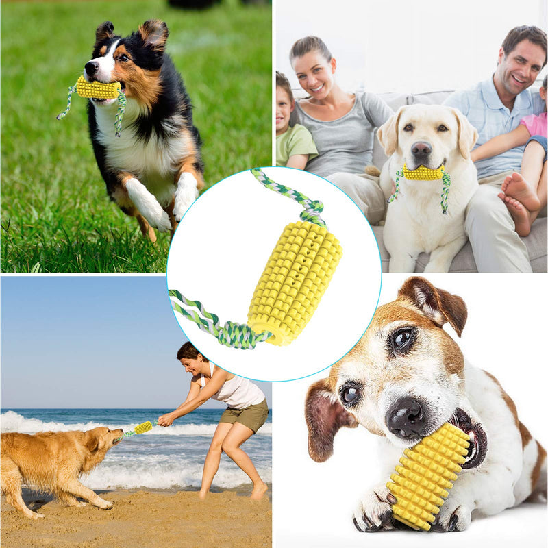 [Australia] - TOPTEAM Dog Chew Toys for Aggressive Chewers Toothbrush Teeth Cleaning Dog Chew Toys Interactive Pet Corn Toys with Rope Clean Teeth Bad Breath Durable Chewing for Puppy, Small & Medium Dogs 