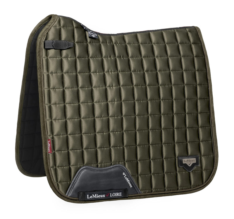 LeMieux Loire Classic Satin Dressage Saddle Pad - Square - Bamboo Lining with Friction Free Binding and Girth Protection - Large L Hunter Green - PawsPlanet Australia