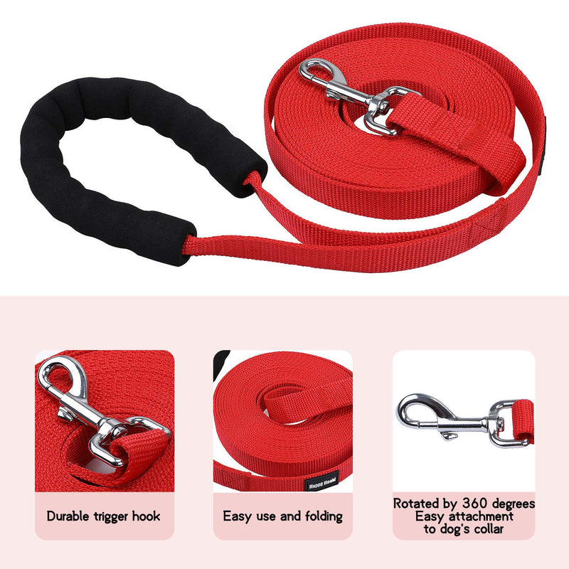 HAPPY HACHI Dog Training Lead with Padded Handle Strong Long Rope Nylon Webbing Recall Obedience Line Leash for Pet (16m/52ft, Red) 16m/52ft - PawsPlanet Australia