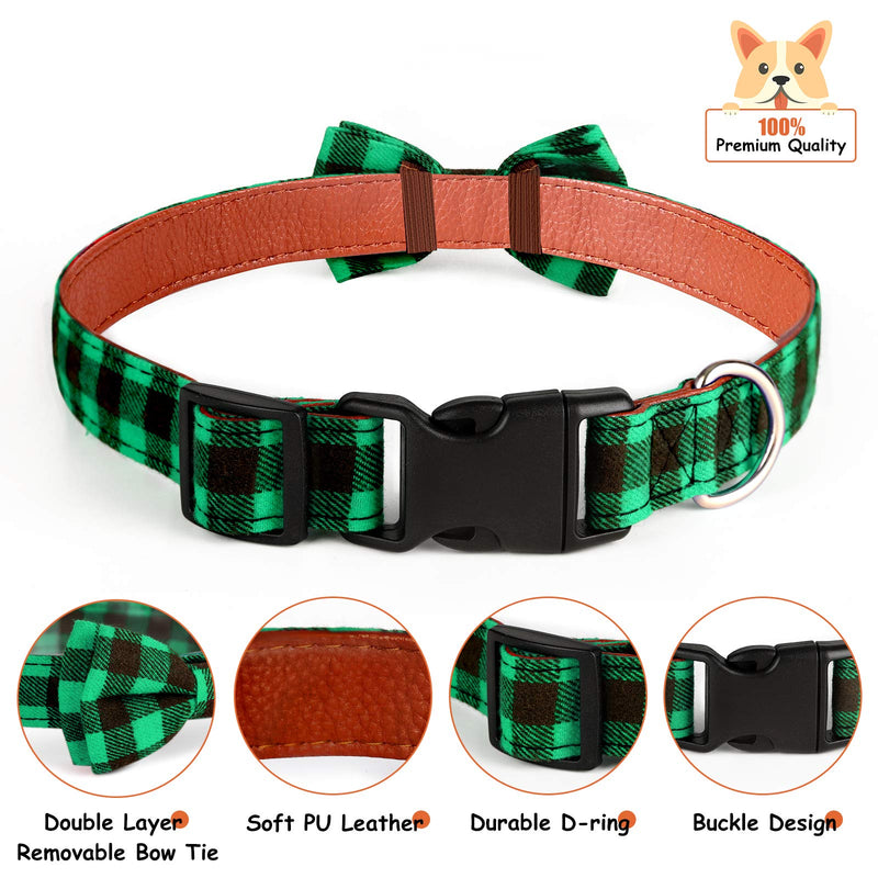 Dog Collar, Leather Dog Collar, Apasiri Medium Dog Collar, Tartan Dog Collar Pet Dog Collar Shock Collar for Dogs Cute Dog Collar Christmas Dog Collar Soft Dog Collar Dog Bow tie Dog Training Collar Green - PawsPlanet Australia