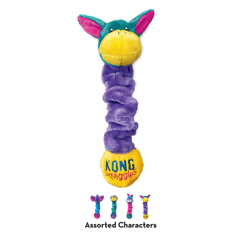 KONG - Squiggles - Stretchy Plush Dog Toy with Squeaker (Assorted Characters) - For Large Dogs - PawsPlanet Australia