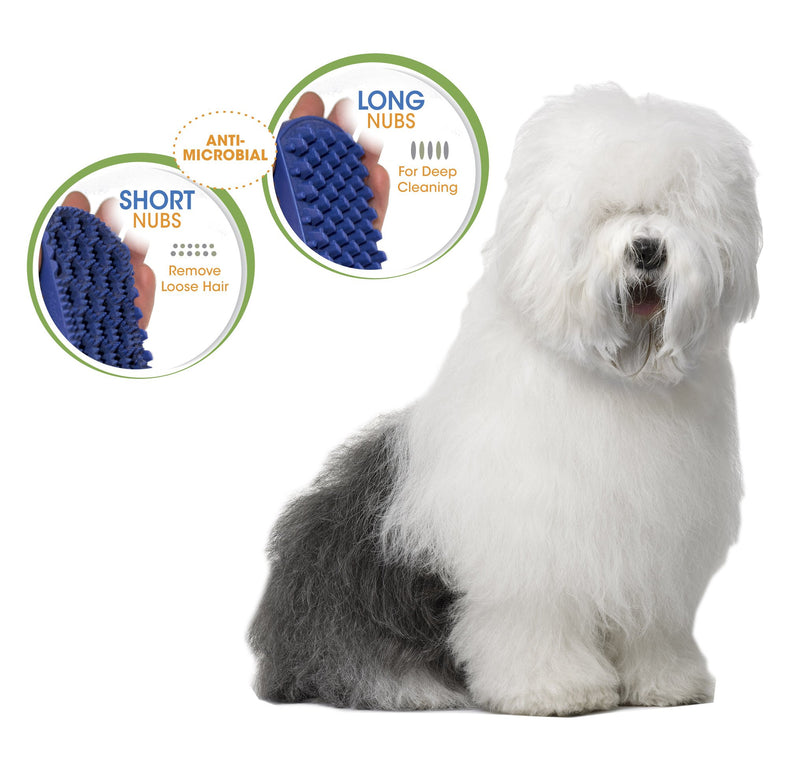 [Australia] - Four Paws Magic Coat Dual Purpose Anti-Microbial Curry Brush for Dogs 