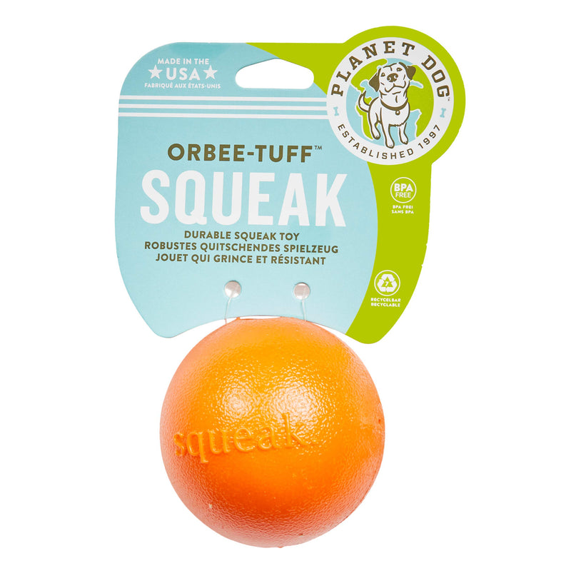 Planet Dog Orbee-Tuff Squeak Ball Orange Dog Fetch Toy Medium - PawsPlanet Australia