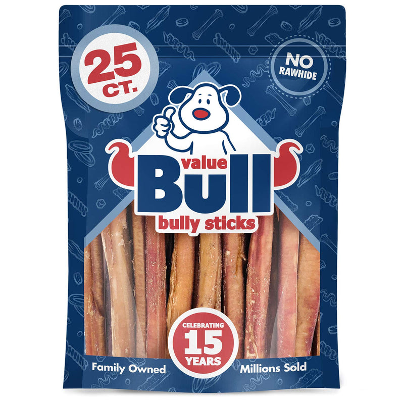 [Australia] - ValueBull Premium Bully Sticks, Thick 6 Inch, 25 Count - All Natural Dog Treats, Angus Beef Pizzles, Rawhide Alternative 