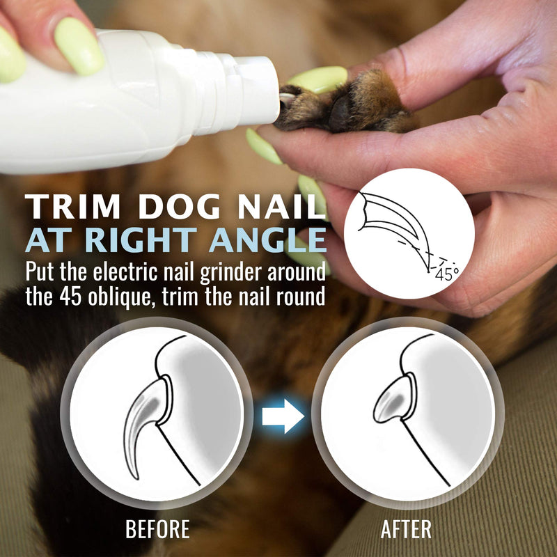 Rexipets Dog Nail Grinder Clipper - Professional LED Rechargeable Electric Pet Nail Trimmer - Painless Paws Grooming & Smoothing - Quiet 2-Speed Motor - 3 Size Ports For Small Medium Large Dogs & Cats - PawsPlanet Australia