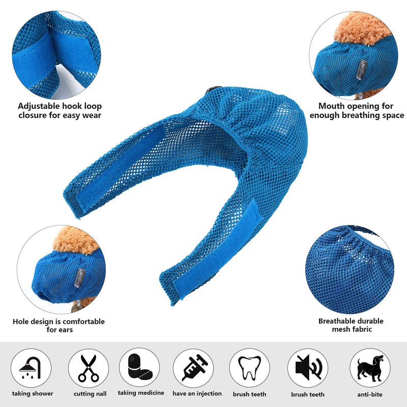 Weewooday 3 Pieces Cat Muzzles Breathable Mesh Muzzles Cat Grooming Restraint Bags with Muzzle Anti Bite Anti Meow for Prevent Cats from Biting (Blue, Pink) - PawsPlanet Australia