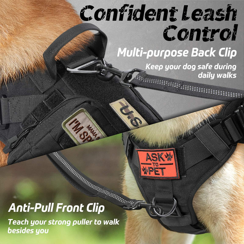 rabbitgoo Tactical Dog Harness for Large Medium Dogs, Military Dog Harness with Handle, No-Pull Service Dog Vest with Molle & Loop Panels, Adjustable Dog Vest Harness for Training Hunting Walking Small Black - PawsPlanet Australia