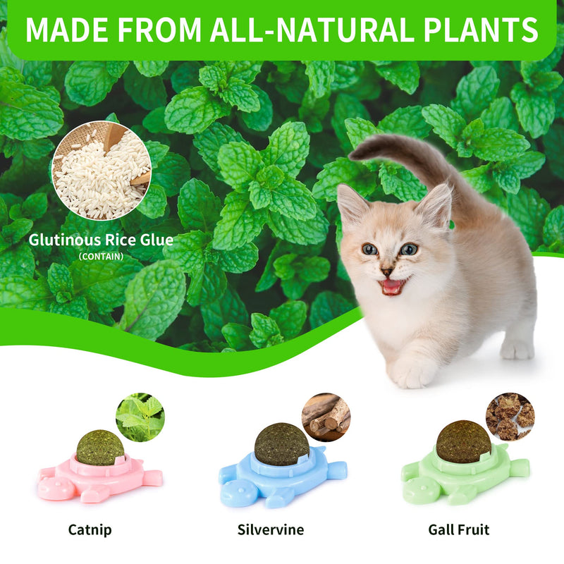 GBSYU Catnip Ball ‖ Catnip Balls for Cats Wall: silvervine for Cats, 3-Piece Silvervine Catnip Cat Toys for Indoor Cats, Edible Cat nips Organic Ball, Cute Silvervine Cat Toy 3PCS - PawsPlanet Australia