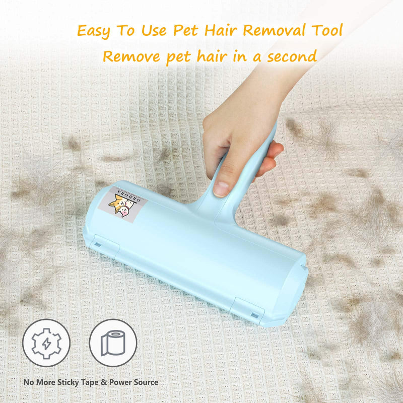 [Australia] - ORDORA Pet Hair Remover for Furniture/Bed, Reusable Dog Hair Remover Roller for Dog & Cat, Self-Cleaning, No Adhesive or Sticky Tape Needed, Perfect Fur Remover for Couch, Car, Carpet Blue 