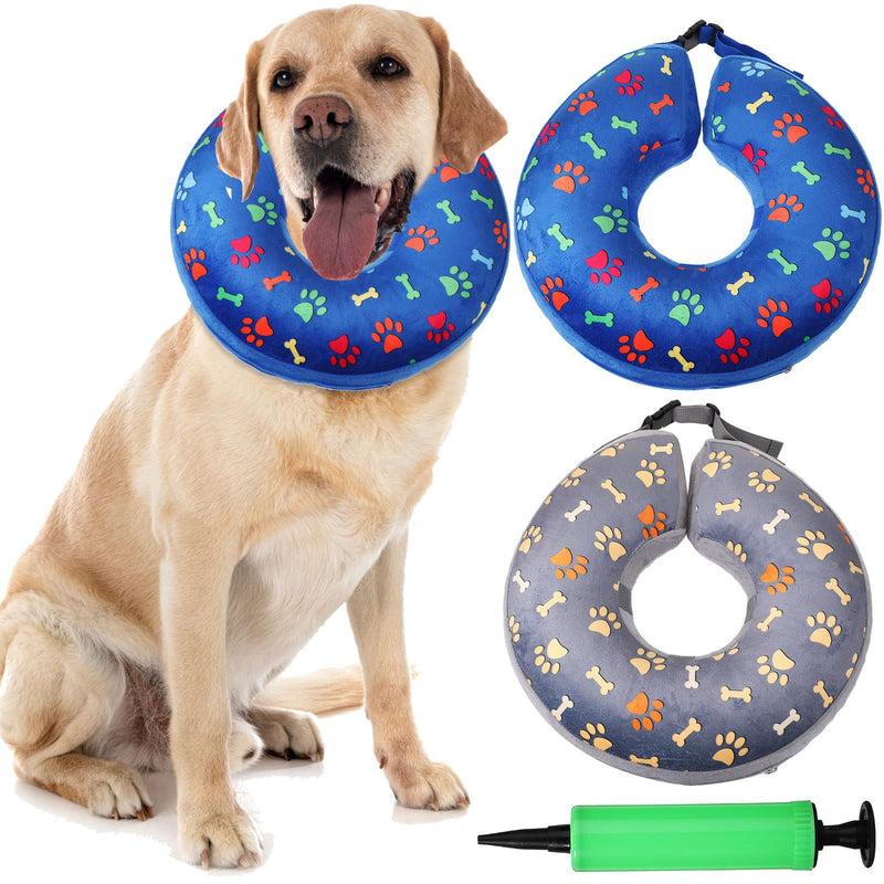 2 Pcs Dog Recovery Collars Cones Dog Inflatable Recovery Collar Adjustable Protective Soft Inflatable Cat Donut Cone Collar with Pump for Recovery After Surgery, Prevent Pets from Biting Scratching - PawsPlanet Australia