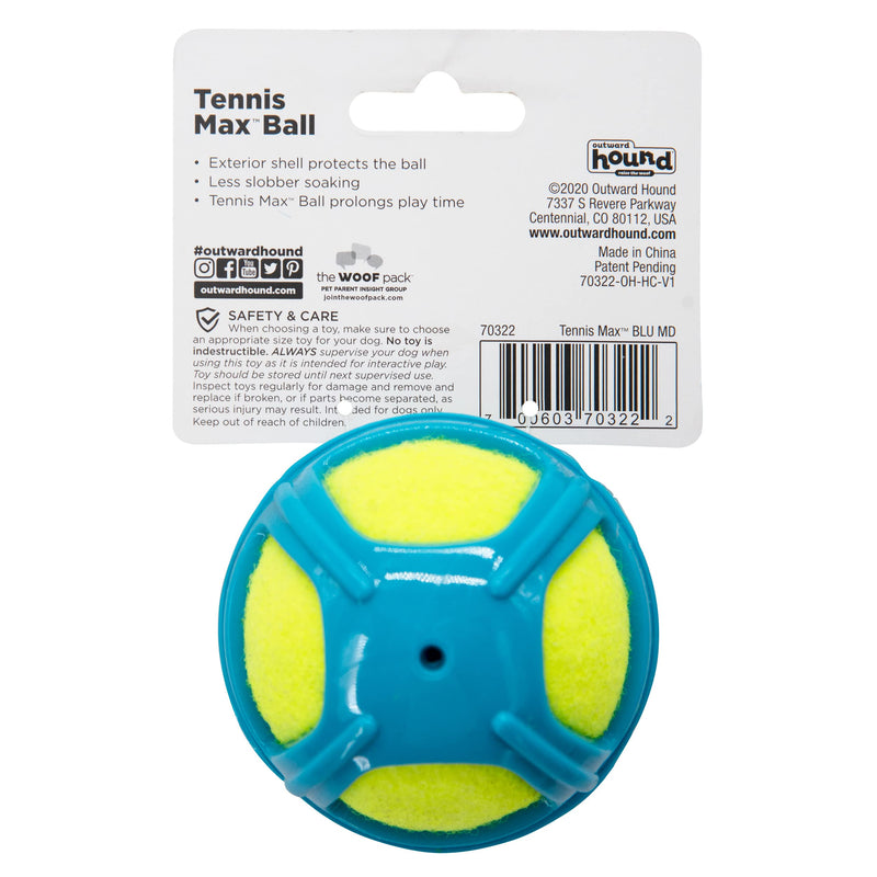 Outward Hound Squeaker Ballz, Tennis Ballz, Tennis Max Balls, Tennis Maze Craze - Squeaking and Fetching Tennis Ball Dog Toys Medium Tennis Max Ball Blue - PawsPlanet Australia