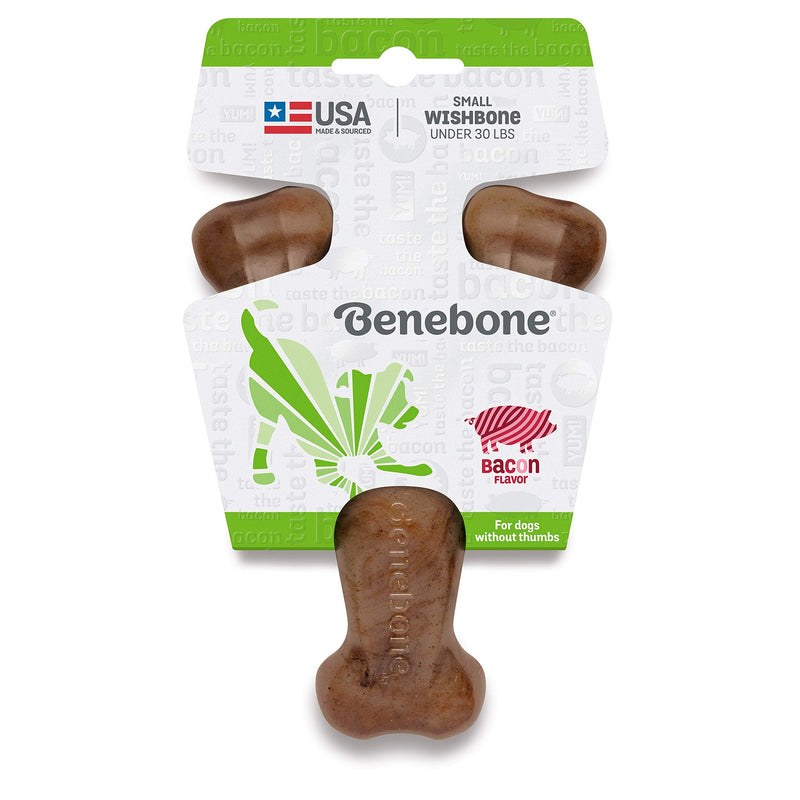 Benebone Durable Wishbone Dog Chew Toy for Aggressive Chewers, Real Bacon, Small, Made in the USA. S (Pack of 1) - PawsPlanet Australia
