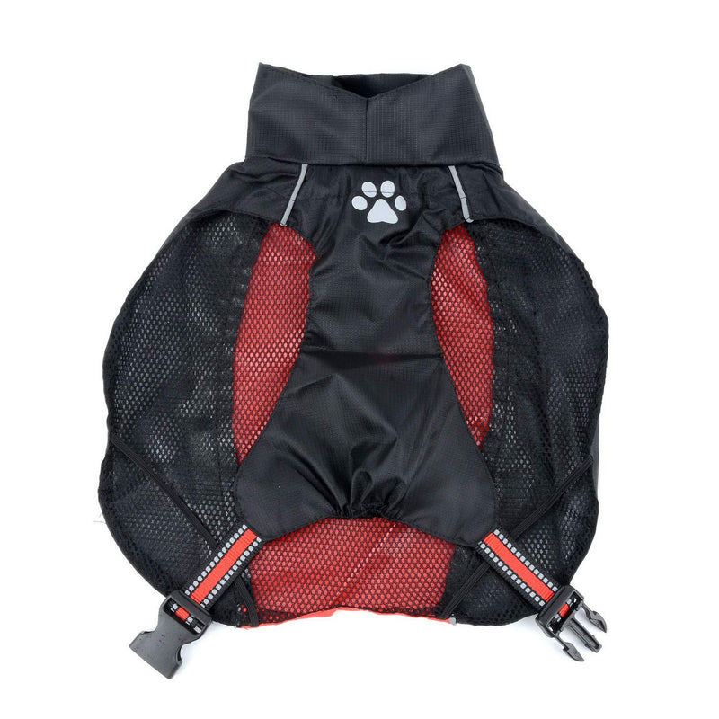 Zunea Waterproof Dog Raincoats for Medium Large Dogs Lightweight Reflective Jacket Safty Coat Windproof Mesh Lined Vest Clothes Outdoor Hunting Hiking Apparel for Wet Days Red 7XL 7XL (Neck:55cm; Back:65cm; Chest:85cm) red and black - PawsPlanet Australia