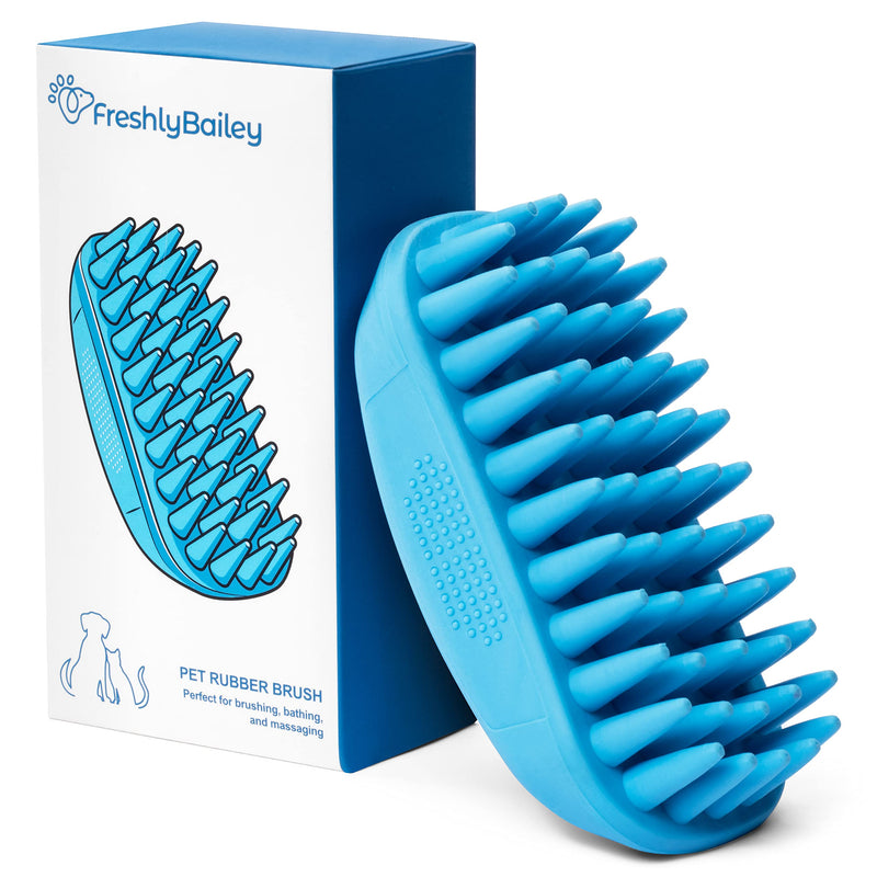 Freshly Bailey Rubber Dog Bath Brush - Silicone Pet Wash & Massage Brush - Perfect for Bathing, Massaging, & Deshedding - Use Wet or Dry, De-shed or Use it to Lather Shampoo For Deeper Clean - Loved by Dogs & Pet Parents - PawsPlanet Australia