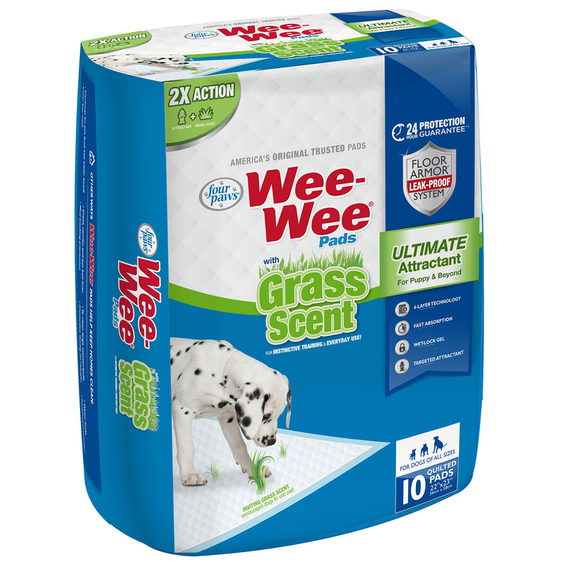 Four Paws Wee-Wee Grass Scented Puppy Pad 10 Count - PawsPlanet Australia