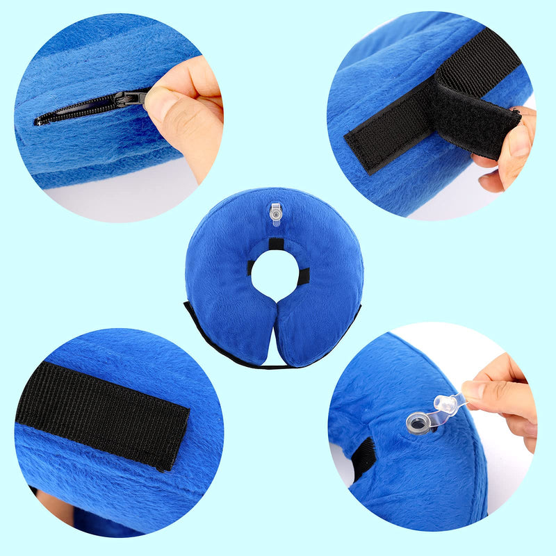 KINBOM Inflatable Soft Donut Collar for Dogs and Cats After Surgery, Prevent Pets from Touch Wounds (Blue, Cotton) - PawsPlanet Australia