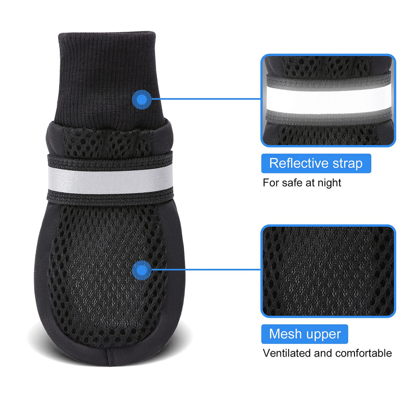 Hilanco Breathable Mesh Dog Boots, Dog Boots for Large Dogs, Dog Paw Protection for Hot Pavement S ( 2.0" width ) Black - PawsPlanet Australia