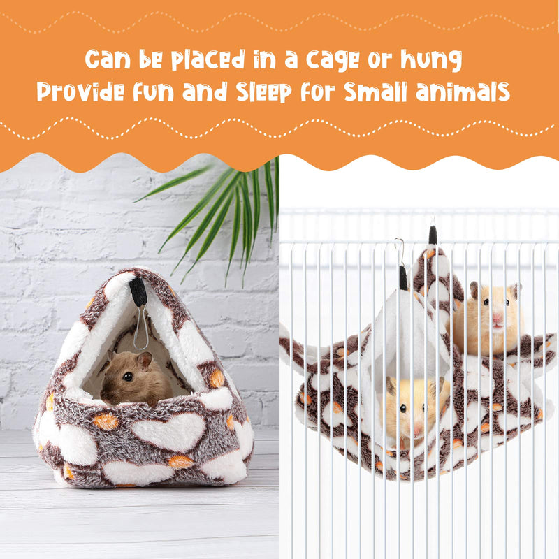 3 Pieces Small Pet Cage Hammock Set Include Double-Layer Sugar Glider Swinging Bed Hanging Rat House Cage and Hamster Warm Bed Mat for Rat Parrot Ferret Squirrel Hamster Rat Playing Sleeping (Brown) Brown - PawsPlanet Australia