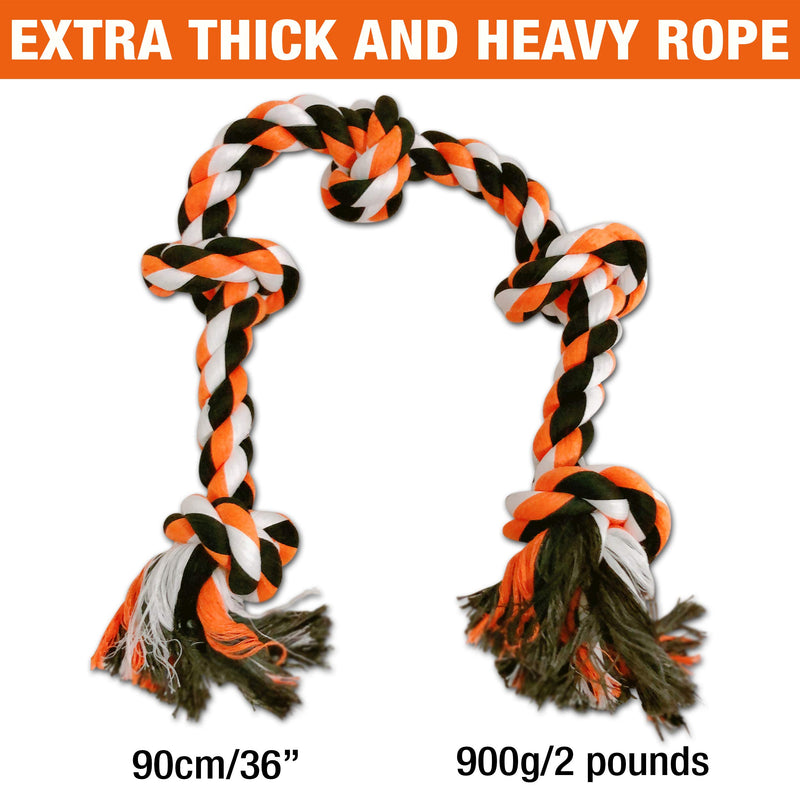 Royal Pets House XL - Large Dog Rope Toy Set With a Ball. Strong, Heavy and Durable Chew For Dogs With 5 Knots For Aggressive Chewers. 36'' (92cm) Ball is 4''(10cm) - PawsPlanet Australia