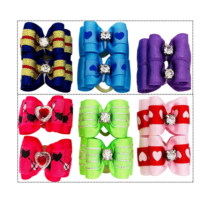 JpGdn 50pcs Cute Dog Hair Bows Topknot with Rubber Bands Pearls Bows Pet Hair Accessories Assorted Color Random - PawsPlanet Australia