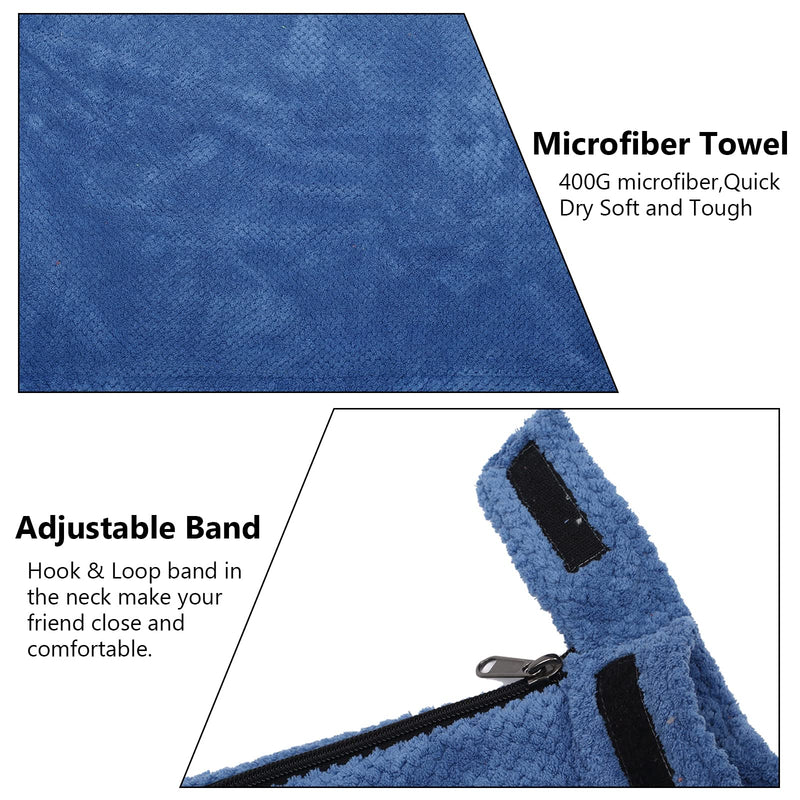 Dog dog drying bag, dog bag towel, dry fast dog bag, microfibre fast drying bags pet dog cat bath robe towel - Blue - XS X-Small (45x34cm) - PawsPlanet Australia