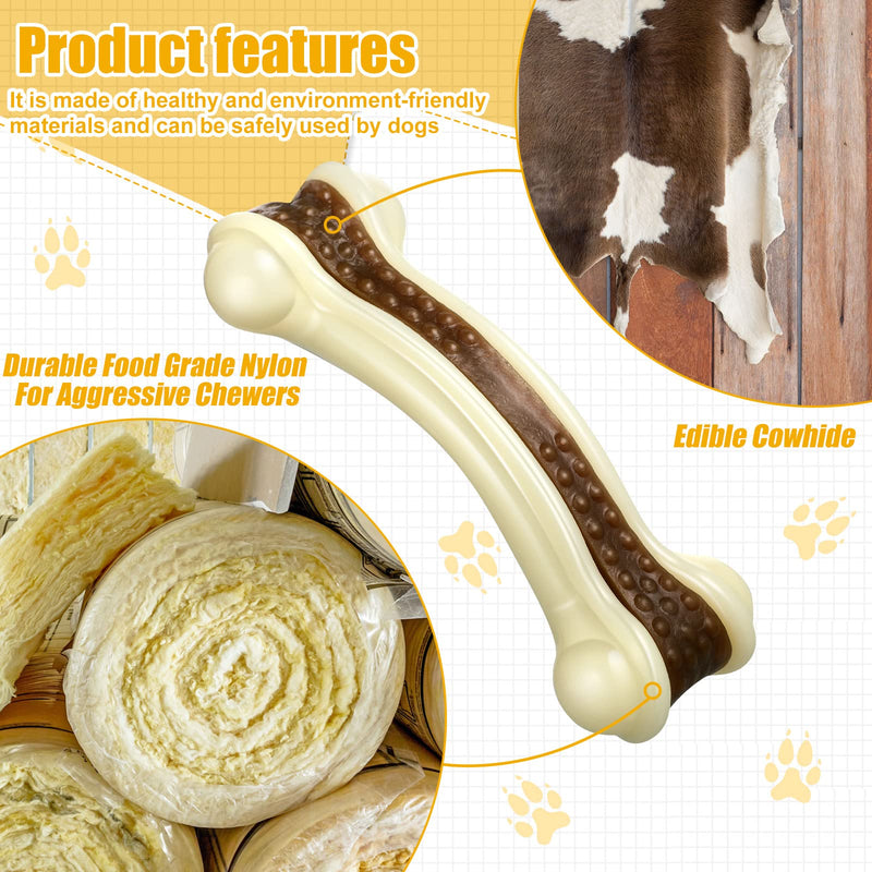 Sosation 4 Pieces Dog Chew Toys for Aggressive Chewers, Beef Flavor Dog Chew Bones Nylon Dog Toys Indestructible Dog Teething Toys Dog Bone Toys for Medium Large Dogs - PawsPlanet Australia