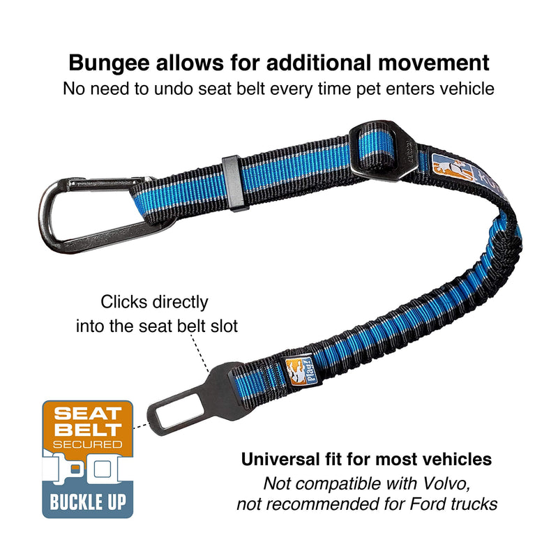 Kurgo Direct to seat Belt Tether for Dogs, Universal Car seat Belt for Pets, Adjustable Length Dog Safety BeltQuick & Easy Installation Blue 1 Pack Bungee - PawsPlanet Australia