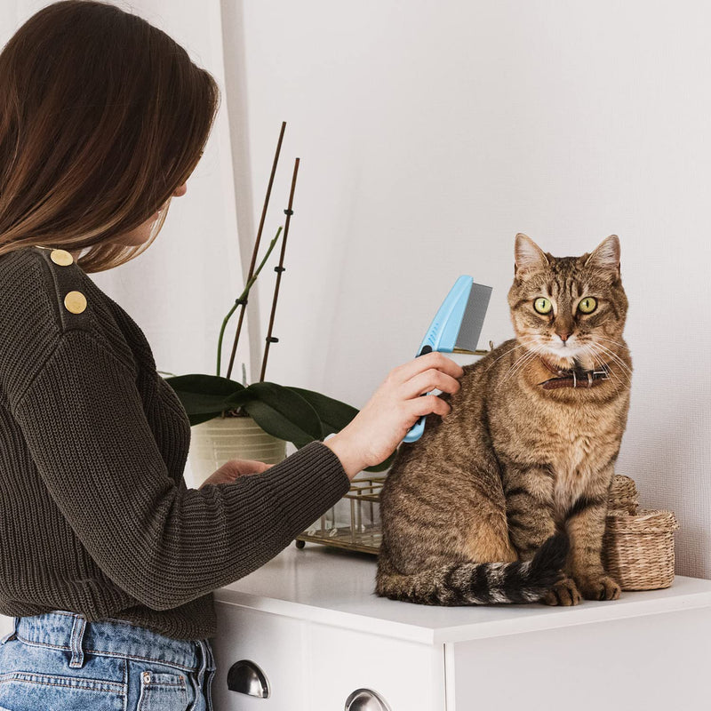 Eruinfang Cat Dog Flea Comb Pack of 2 Pet Comb Stainless Steel Lice Comb Professional Dust Comb Flea Flea Comb Lice Combs Tear Stain Remover Pet Grooming Comb - PawsPlanet Australia