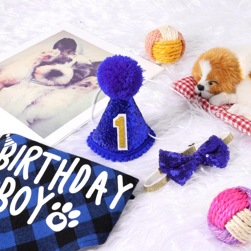 Popuppe Dog Birthday Bandana Cute Bow Tie Scarf with Dog Birthday Party Hat Dog Birthday Party Supplies for Small Medium Dogs Costumes - PawsPlanet Australia