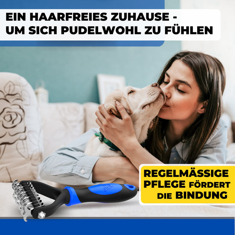 DEZENDO® undercoat brush for dogs & cats with MEDIUM to LONG HAIR | Animal hair brush against tangles | Perfect fur care with the cat brush & dog brush undercoat | easy Groom fur brush SM undercoat brush SM blue - PawsPlanet Australia