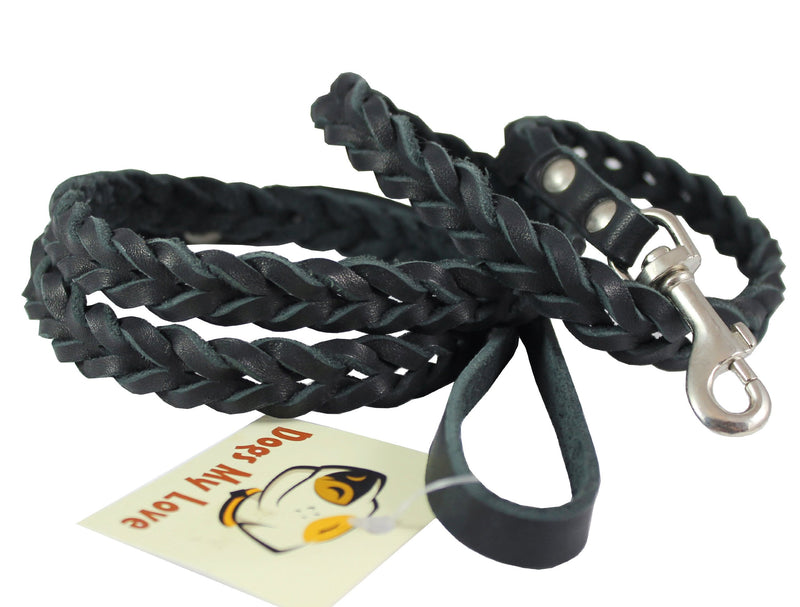 [Australia] - Genuine Fully Braided Leather Dog Leash 4 Ft Long 3/8" Wide, Small Breeds 