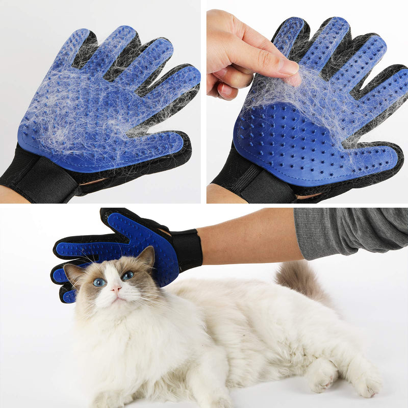 Yoken Pet Grooming Gloves, Efficient Cat Massage Hair Remover Gloves, Gentle Deshedding Grooming Gloves for Dogs and Cats Long Fur(1 Pair, Left&Right Hand) - PawsPlanet Australia