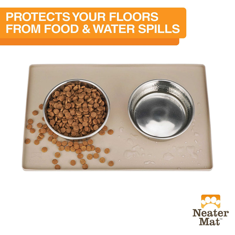 Neater Pet Brands Neater Mat - Waterproof Silicone Pet Bowls Mat - Protect Floors from Food & Water 19" x 12" Cappuccino - PawsPlanet Australia