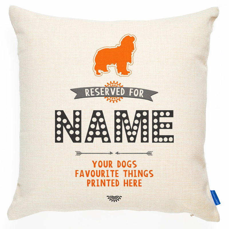 KRAFTYGIFTS Personalised Dog Reserved Cushion - Cavalier King Charles Spaniel- Pet Name Cover - Puppy Pillow - Gift RD16 - PawsPlanet Australia