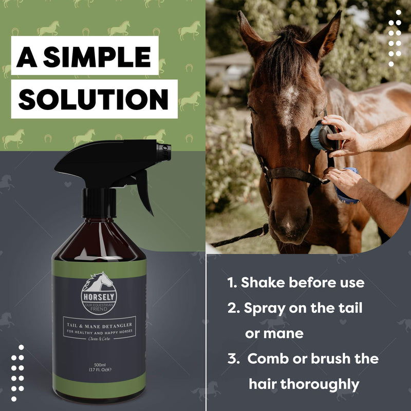 Tail and Mane Detangler by Horsely I 500 ml I Horse Shine Spray I Soothing Lotion with Conditioning Properties I Alternative to Horse Body Spray and Dry Shampoo I All Natural Ingredients - PawsPlanet Australia