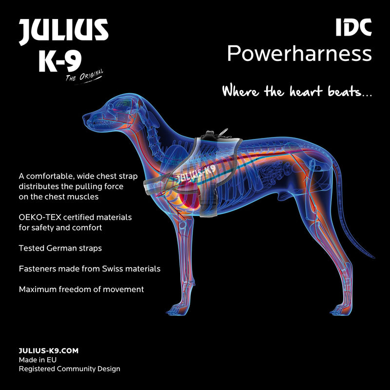 Julius-K9, 16IDC-FOR-0, IDC Powerharness, dog harness, Size: M/0, UV Orange - PawsPlanet Australia