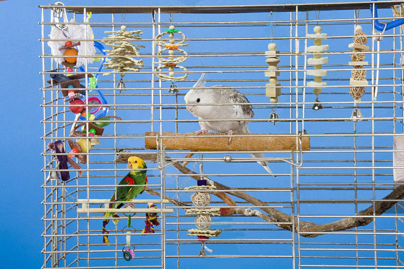 BWOGUE 7 Packs Bird Parrot Toys Natural Wood Chewing Toy Bird Cage Toys Hanging Swing Hammock Climbing Ladders Toys for Small Parakeets, Cockatiels, Conures, Finches,Budgie, Parrots, Love Birds - PawsPlanet Australia