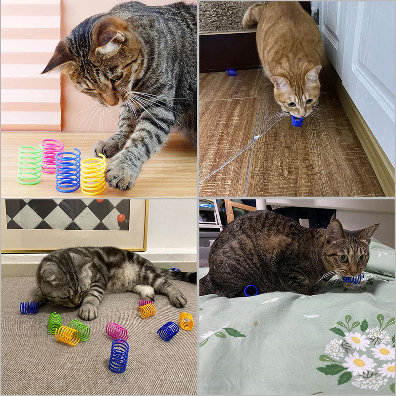 SOGAYU 40 Pack Cat Spring Toys, Durable Plastic Coils for Indoor Active - Colorful 1 Inch Spirals Spring Fitness Play for Cat Kitten Pets - PawsPlanet Australia