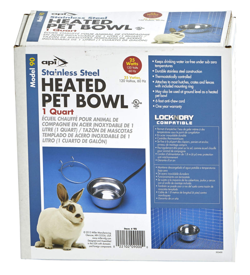 Allied Stainless Steel Heated Pet Bowl with Hutch Mount, 1-Quart - PawsPlanet Australia