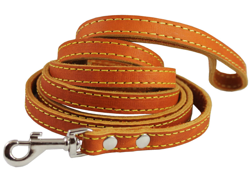 [Australia] - Genuine Thick Leather Classic Dog Leash 1/2" Wide 6 Ft, Small Breeds 